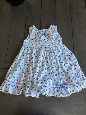 Blueberi Boulevard 18 Month White Dress with Blueberry Print